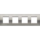 BTICINO - Placa embellecedora Livinglight de color Acero pulido - 2 x 4 módulos