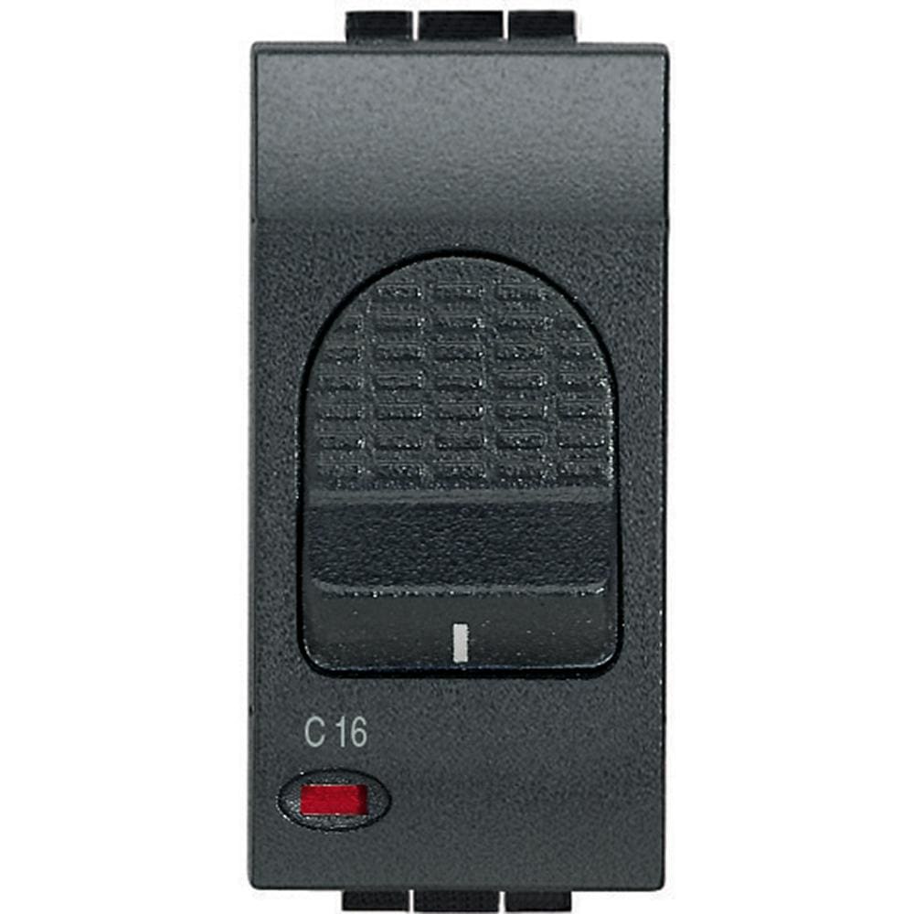 BTICINO - Interruptor automático magnetotérmico Livinglight - 16A - 1 módulo - Antracita