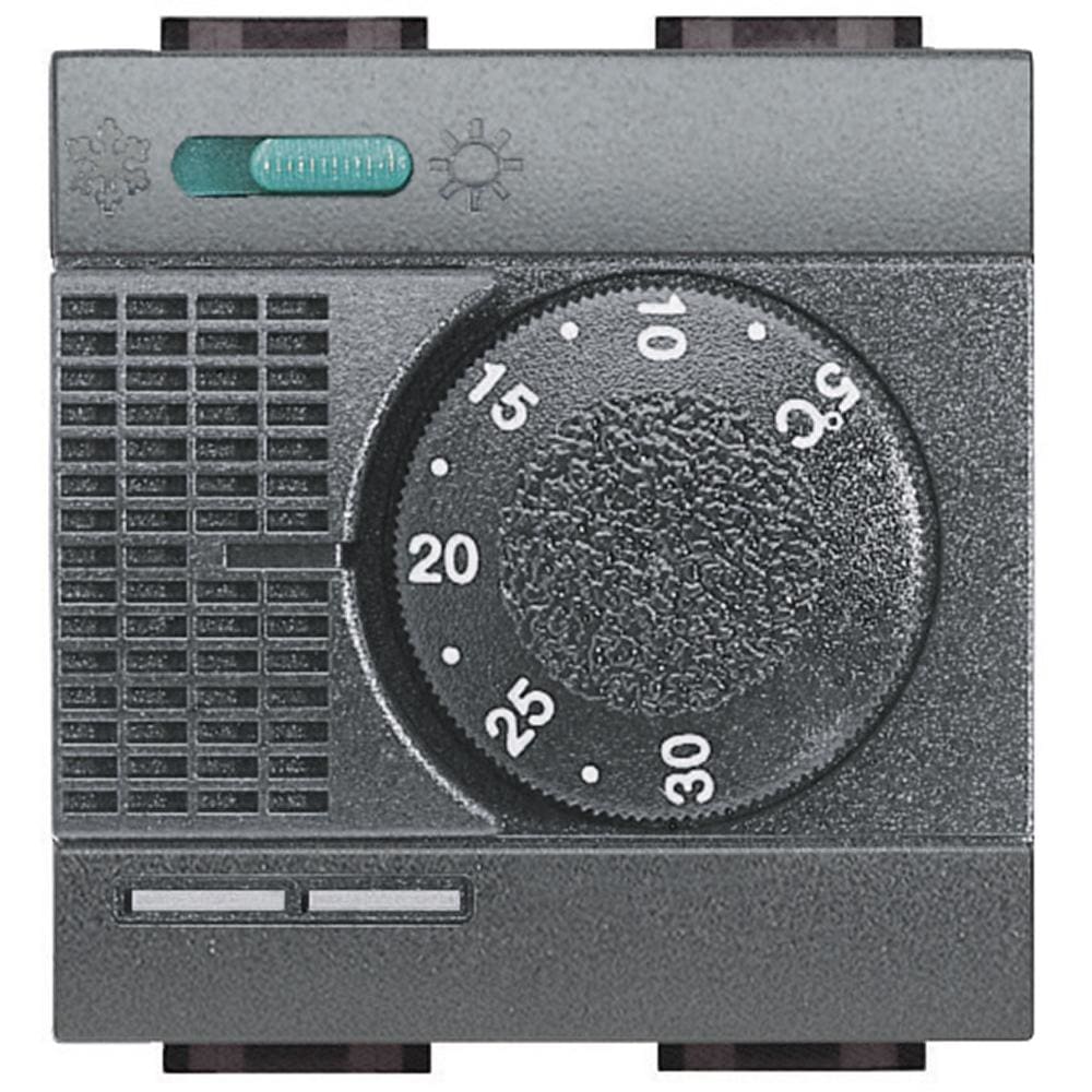 BTICINO - Termostato de ambiente con conmutador Livinglight 2A -230V - 2 módulos - Antracita