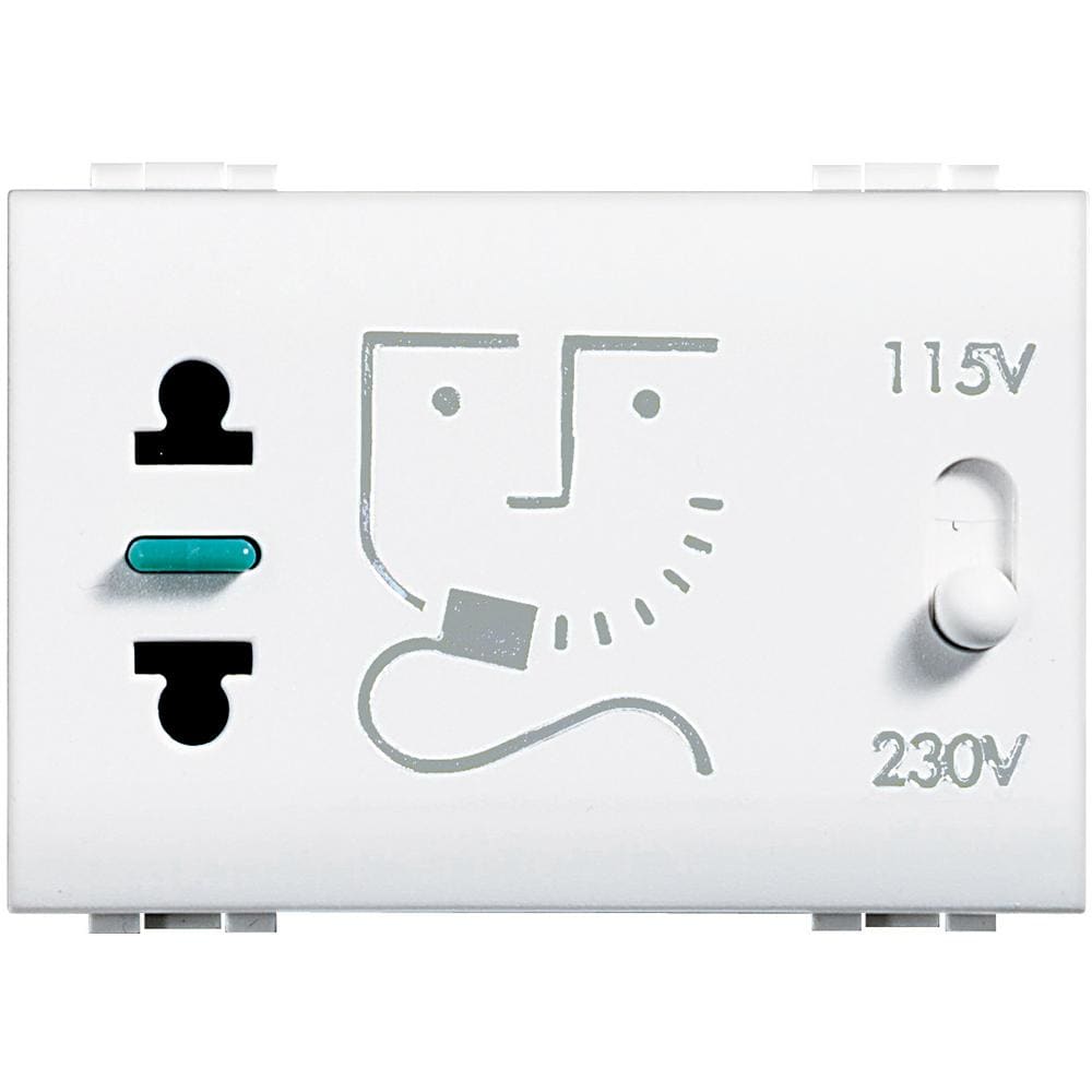 BTICINO - Base afeitadora Livinglight - 230 V~- 115/230 V~ - 3 módulos - Blanco