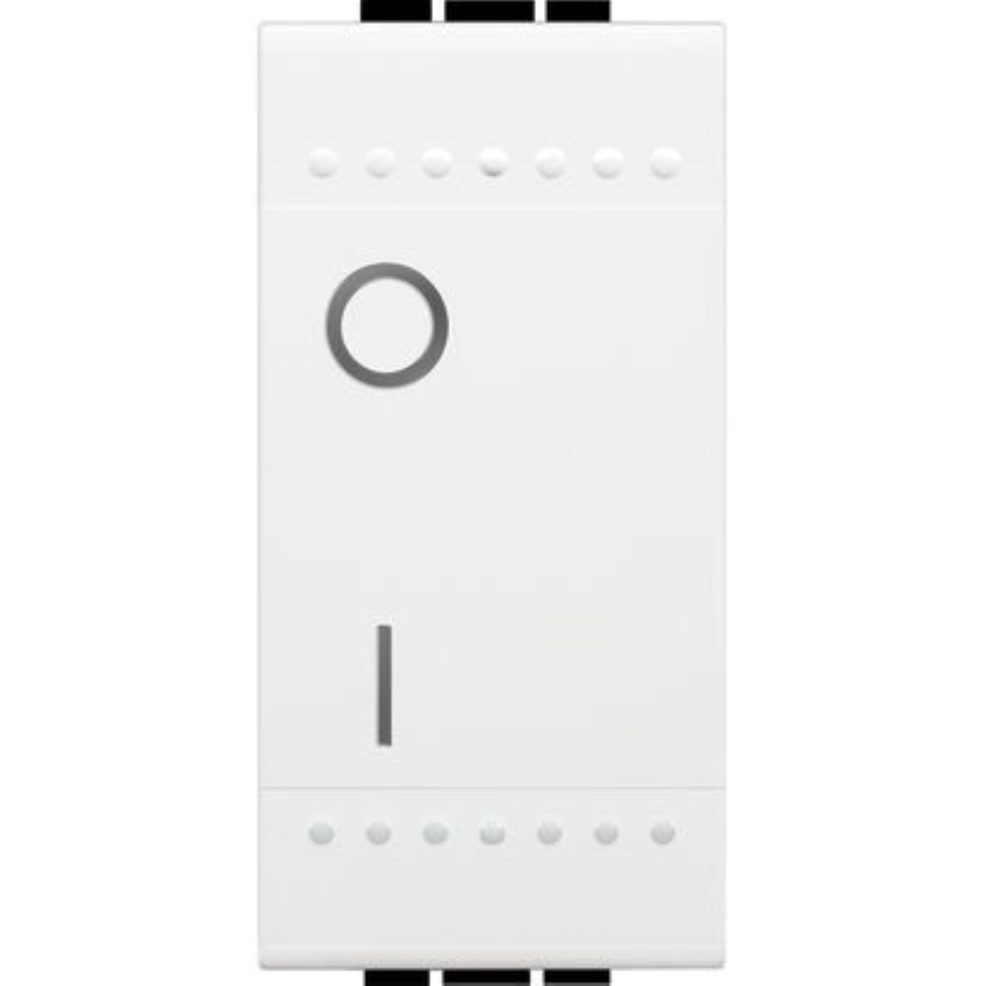 BTICINO - Interruptor bipolar Livinglight - 16A - 1 módulo - Blanco