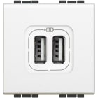 BTICINO - Base cargador USB (A+ A) Livinglight - 2,4A - 5V - 230V - Blanco - 2 módulos