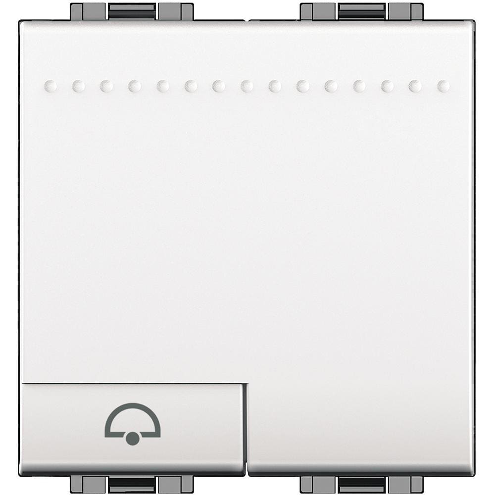 BTICINO - Pulsador luminoso Livinglight símbolo campana 10A - 250 V~ - borne auto - 2 módulos - Blanco