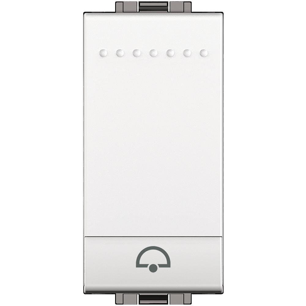 BTICINO - Pulsador luminoso Livinglight símbolo campana 10A - 250 V~ - borne auto - 1 módulo - Blanco