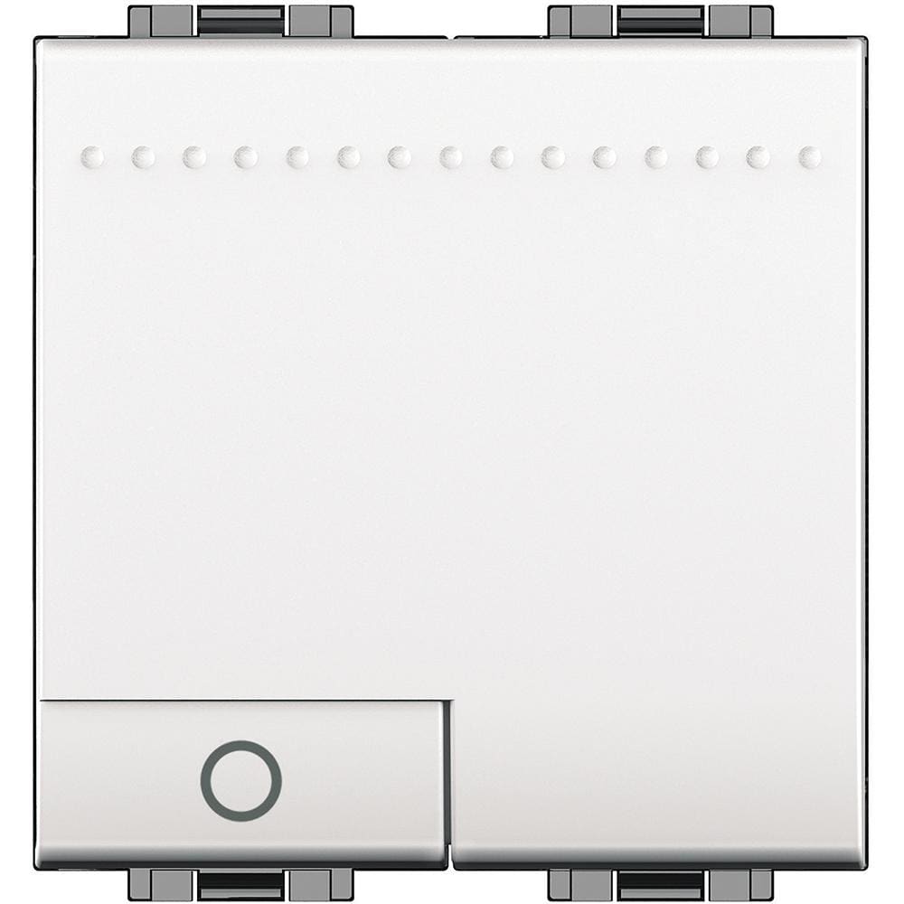 BTICINO - Pulsador luminoso Livinglight símbolo lámpara 10A - 250 V~ - borne auto - 2 módulos - Blanco
