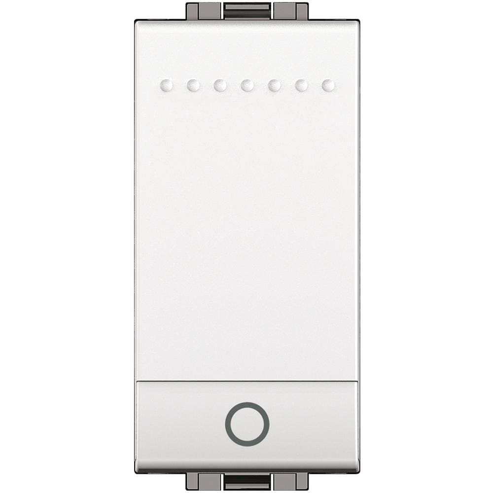 BTICINO - Pulsador luminoso Livinglight símbolo lámpara 10A - 250 V~ - borne auto - 1 módulo - Blanco