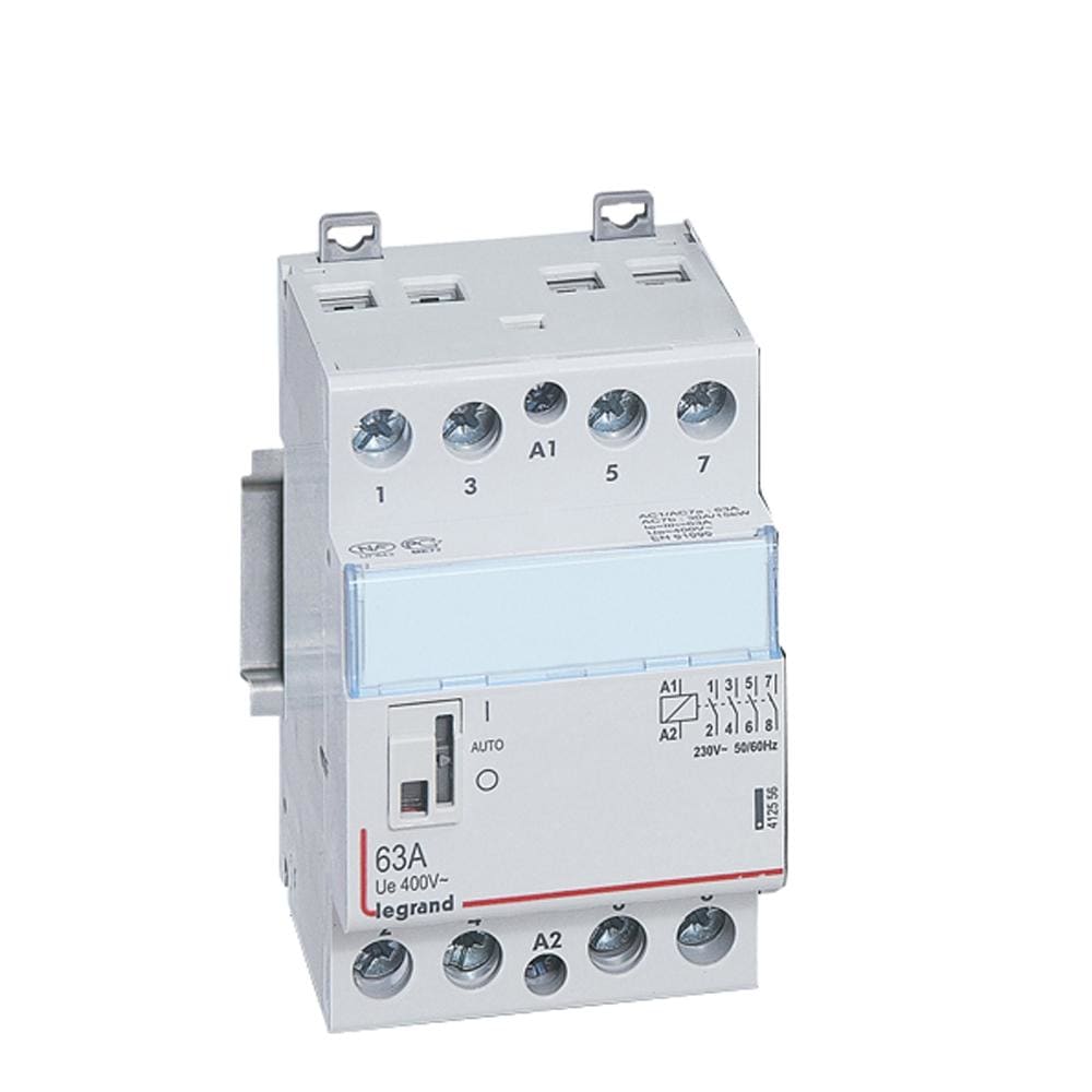 LEGRAND - Contactor CX³ con manilla frontal 4 polos - 63A - 400V~ - 4 contactos NA con bobina 230V~ - 3 módulos