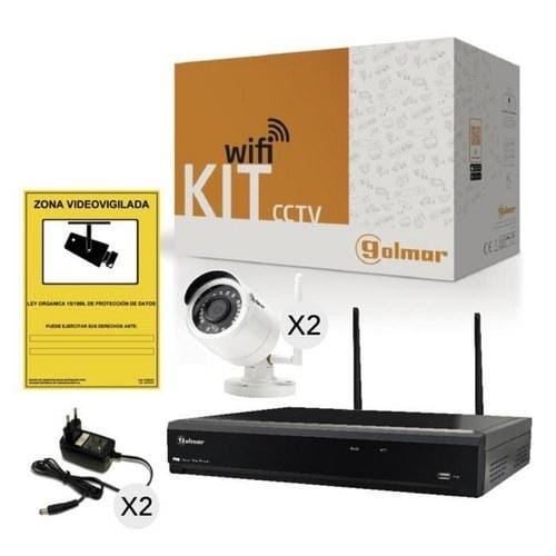 GOLMAR - Kit 2BNVR2W con NVR y 2 bullet wifi 1080P