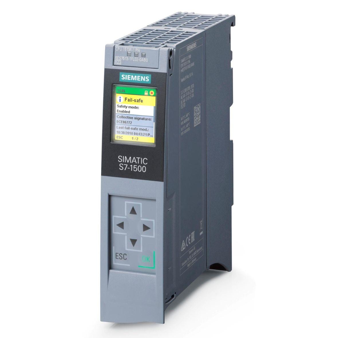 SIEMENS - CPU 1513F-1 PN SIMATIC S7-1500F, módulo central con memoria principal 450 kb para programa y 1,5Mb