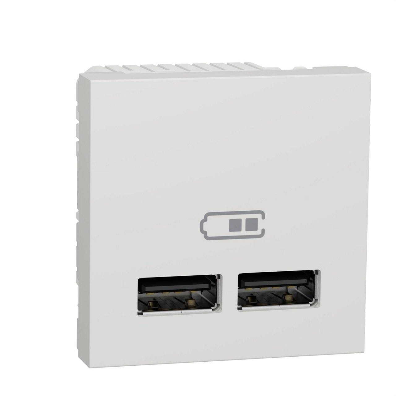 Schneider Electric - Cargador doble USB 2,1A con 2 módulos blanco polar