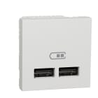Schneider Electric - Cargador doble USB 2,1A con 2 módulos blanco polar
