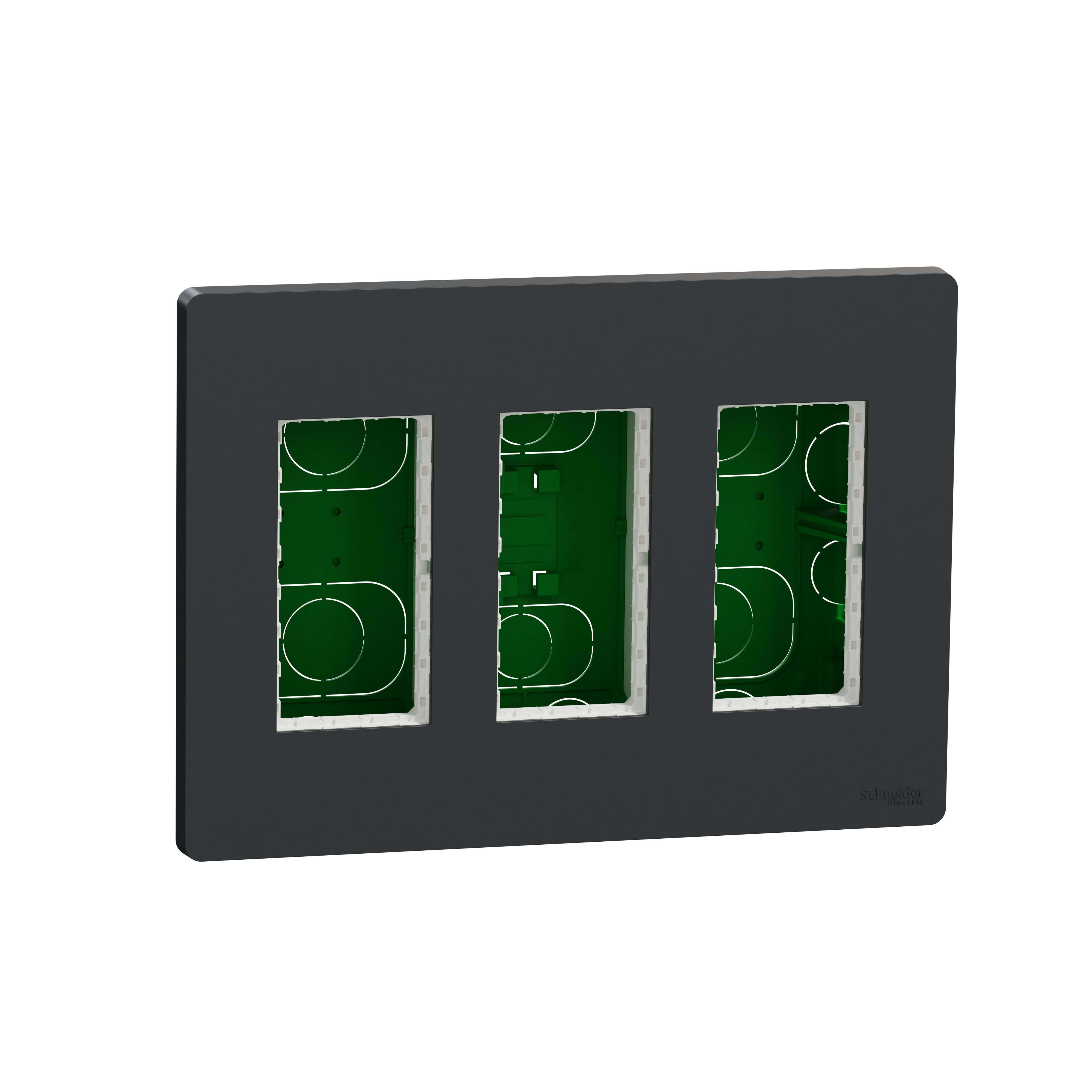 Schneider Electric - Puesto de trabajo 3 columnas empotrar antracita