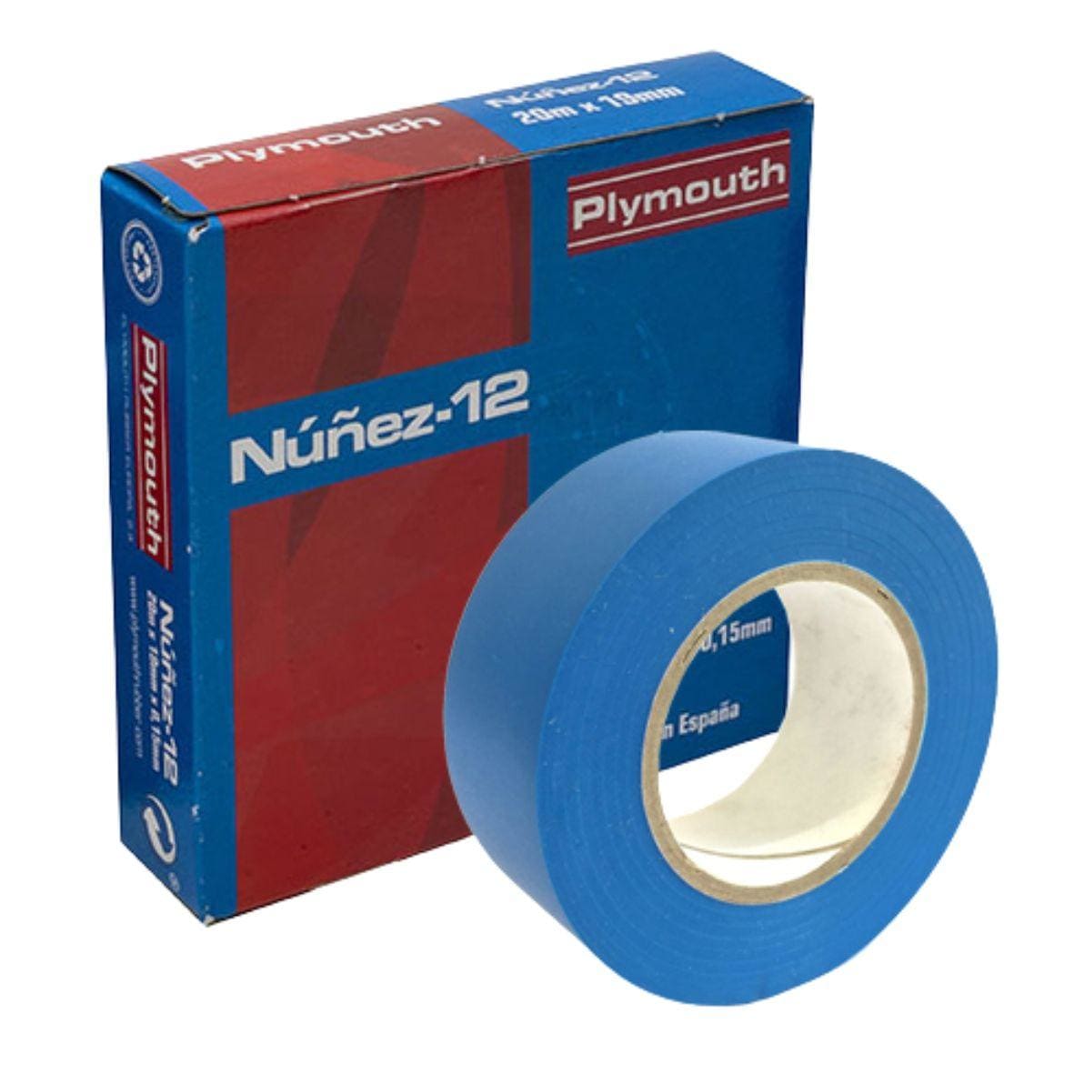 PLYMOUTH - Cinta adhesiva de PVC NÚÑEZ-12 20x19x0,15 azul para aplicaciones eléctricas