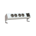 MMCONECTA - Regleta Easyblock OVER MINI entrada CR 4 schukos hueco 45x45 blanco nieve y anclaje sobremesa