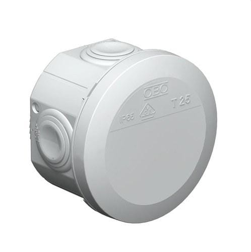 OBO BETTERMANN - Caja derivación T25 con cono diámetro 80x51 entrada polipropileno libre de halógenos gris
