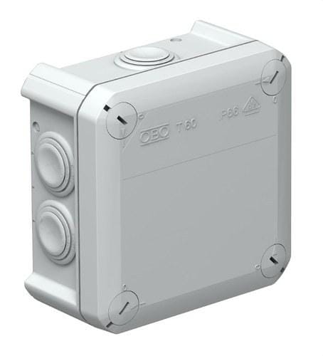 OBO BETTERMANN - Caja derivación T60 114x114x57 cono entrada polipropileno libre de halógenos gris