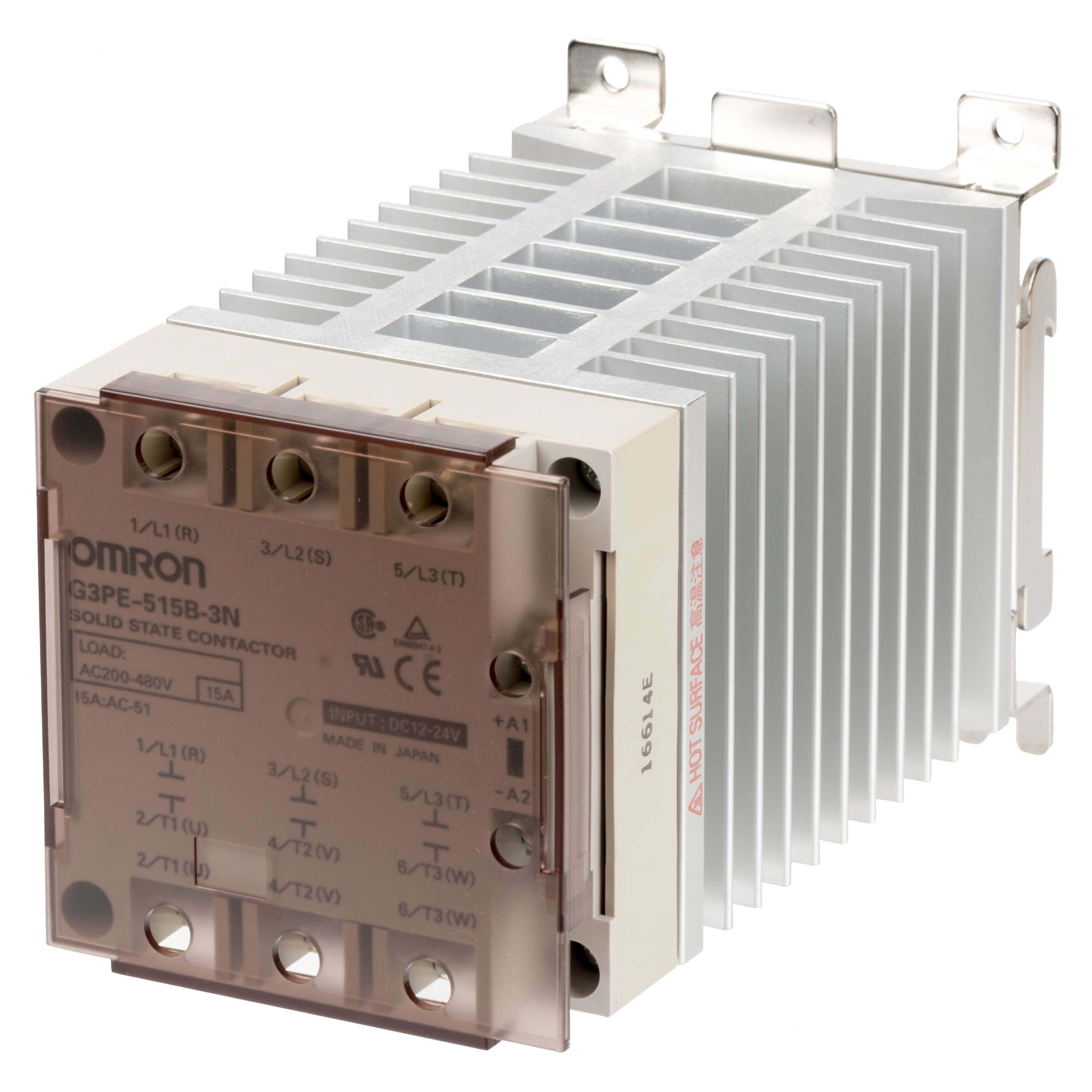 OMRON - Relé trifásico 15A 200-480V CA DIN disipador
