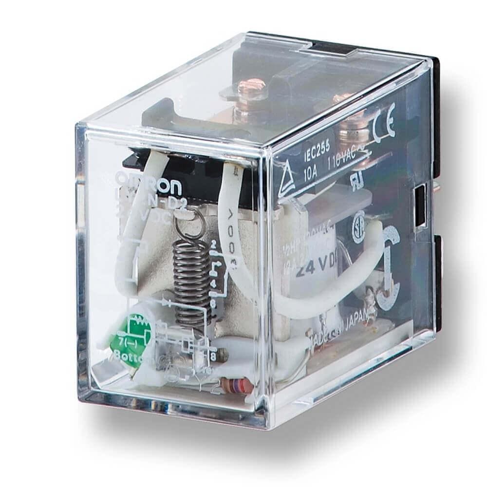 OMRON - Relé DPDT 10A enchufable soldar indicador prueba
