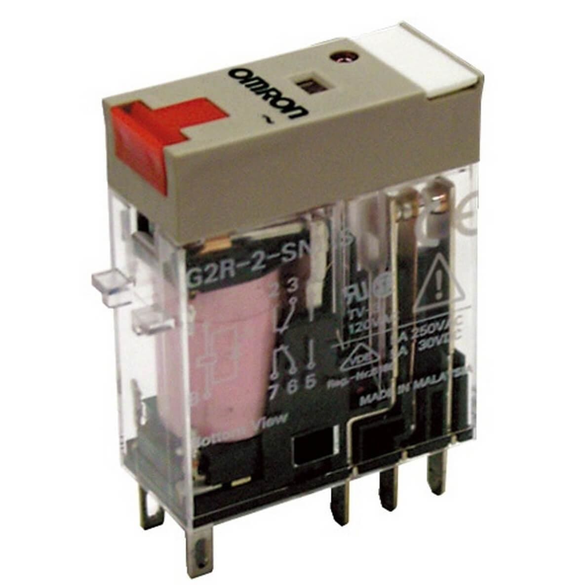 OMRON - G2R-2-SNI 24VAC (S)  RELÉ DPDT 5A ENCHBL.LED IND.PULS.PBA.