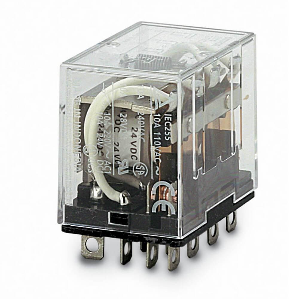 OMRON - LY4N 24VDC  RELÉ 4PDT 10A ENCHBL.SDR.IND.LED
