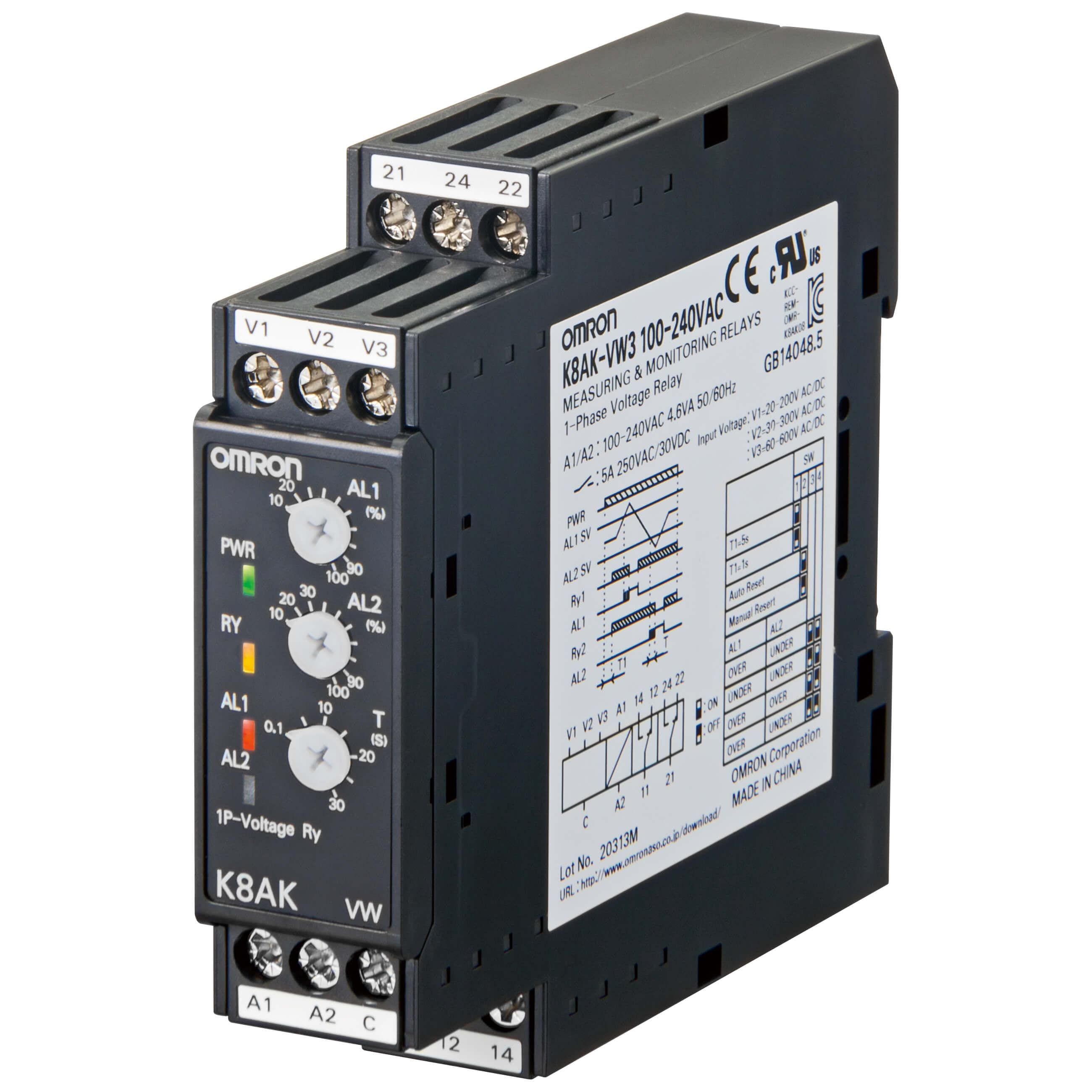 OMRON - K8AK-VW2 24VAC/DC  RELÉ MONITORIZACIÓN MONO K8AKVW224V ACDC