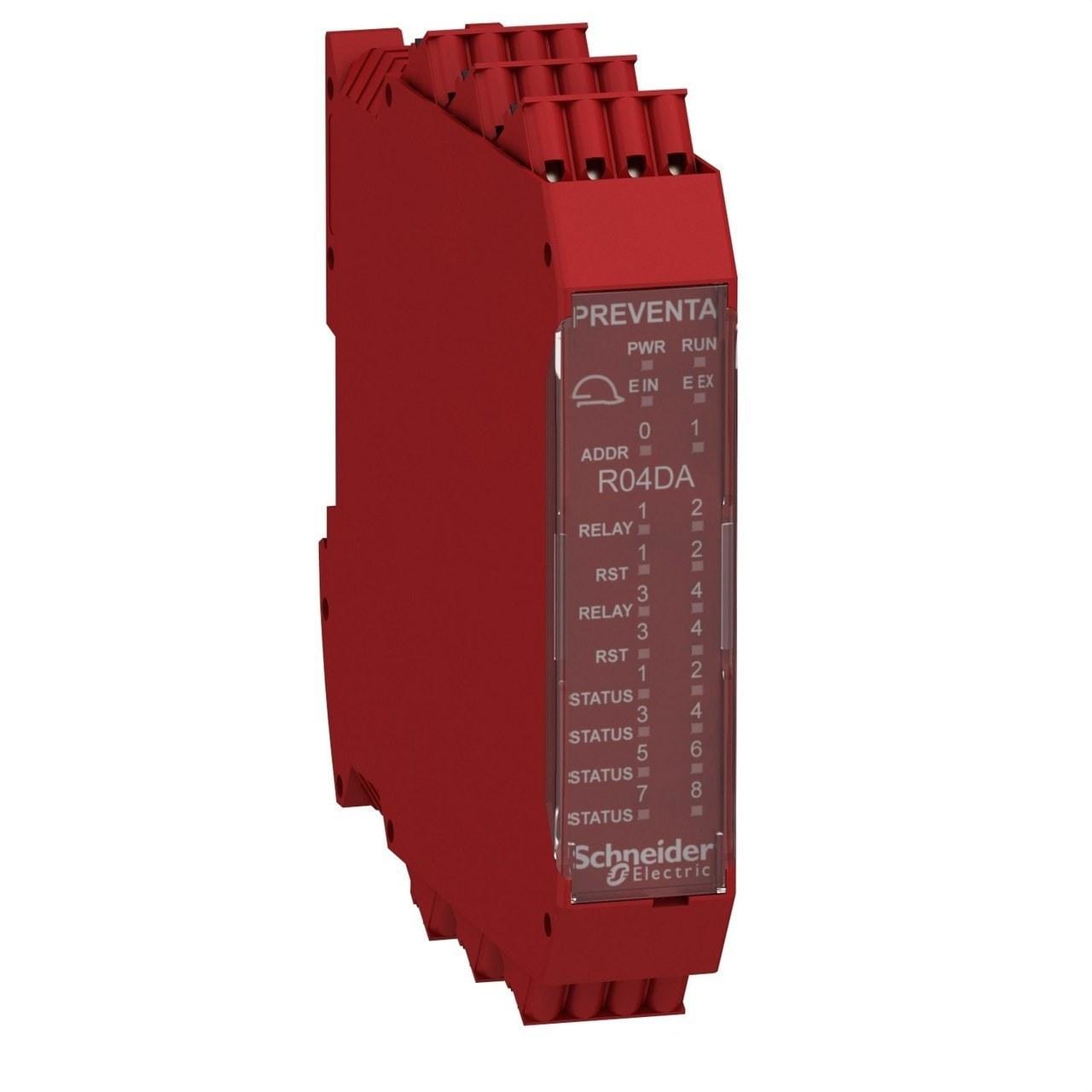 Schneider Electric - Expansión de 4 relés de seguridad con salida de diagnóstico con conexión de placa base con terminal de resorte