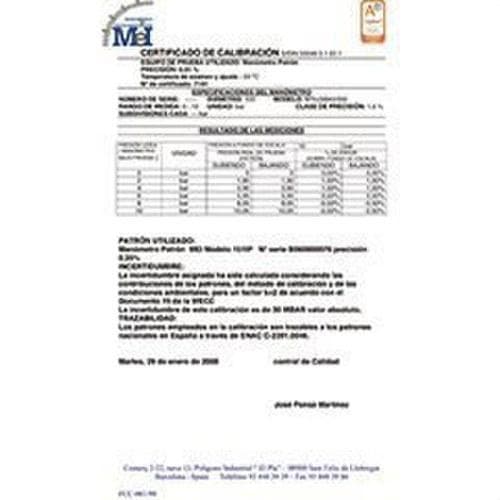 HECAPO - Certificado calibración con trazabilidad