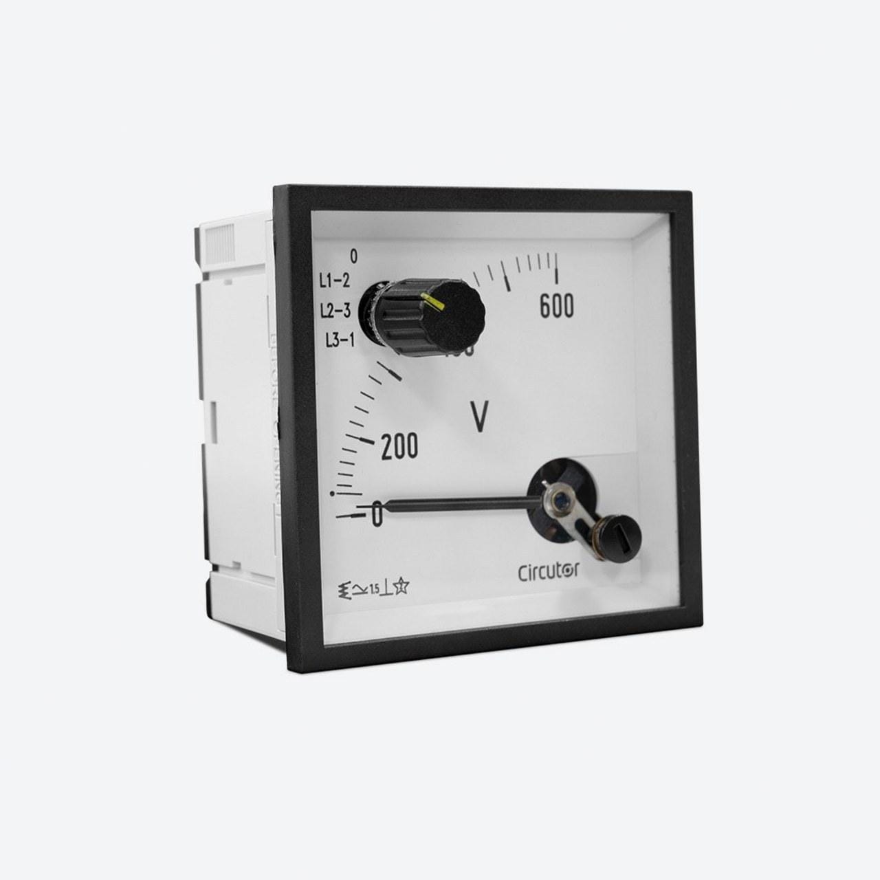 CIRCUTOR - EC72 F III+N 250V, VOLTÍMETRO CON CONMUTADOR DE FASE PARA MEDIDA EN ALTERNA, HIERRO MÓVIL, PANEL 72X