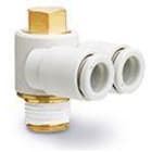 SMC - KQ2Z10-03AS  RACOR CODO DOBLE HORIZONTAL, ORIENTABLE Ø10 RC 3/8