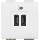 BTICINO - Base cargador USB (C+C) Livinglight - 3A - 5V - 230V - 2 módulos - Blanco