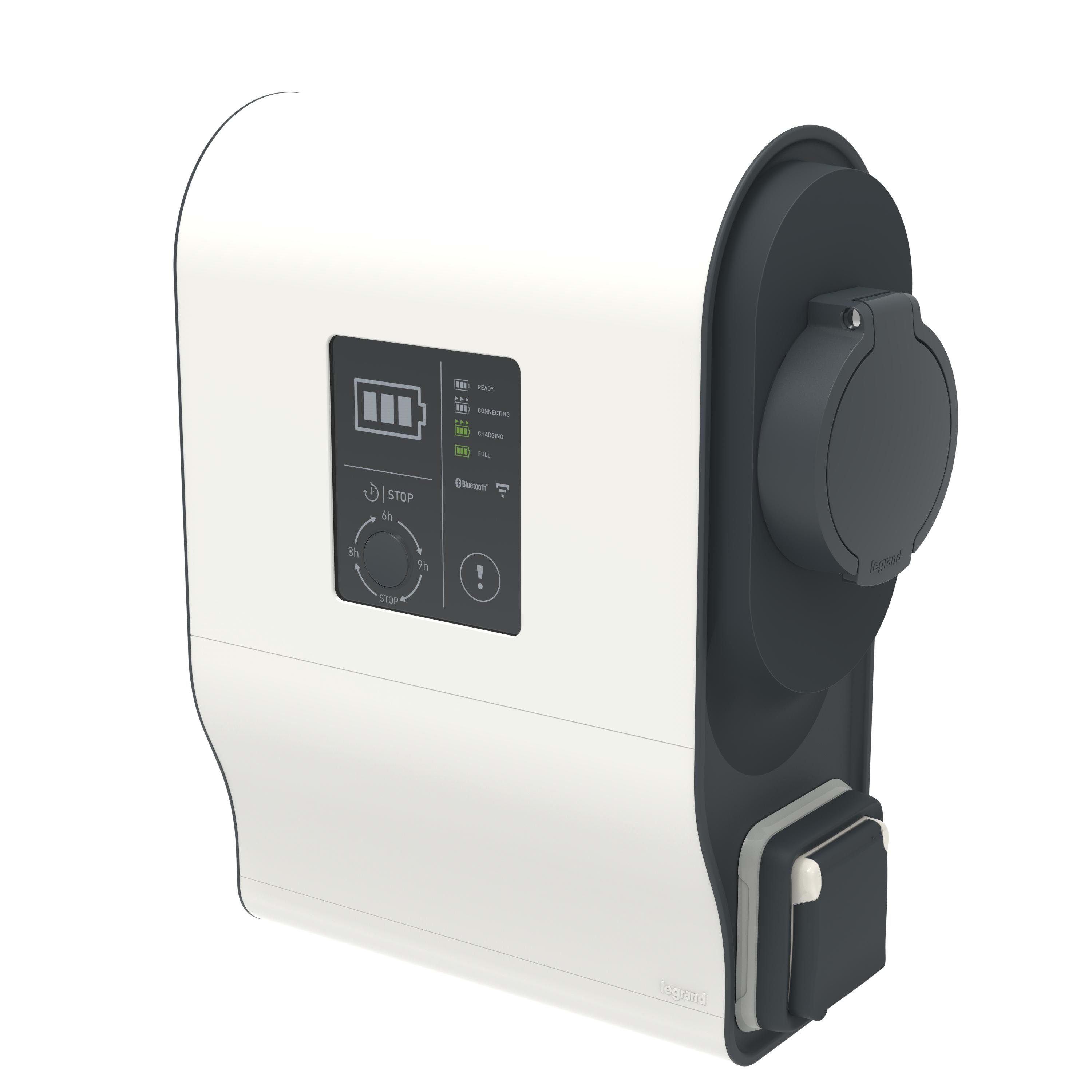 LEGRAND - Toma de carga de plástico Green'up Premium monofásica para 1 VE - Modo 2 + Modo 3 - Potencia 7,4kW 32A con protección DC