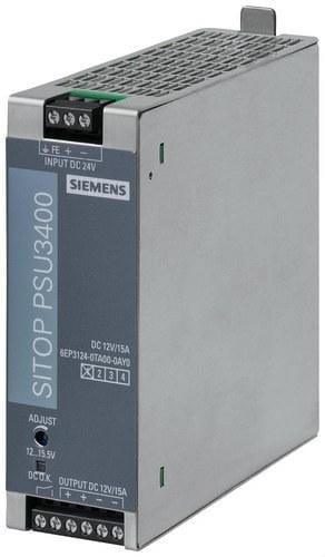 SIEMENS - SITOP PSU3400, CONVERTIDOR DC/DC A 12 V/15 A, FUENTE DE ALIMENTACIÓN ESTABILIZADA, ENTRADA: DC 24 V