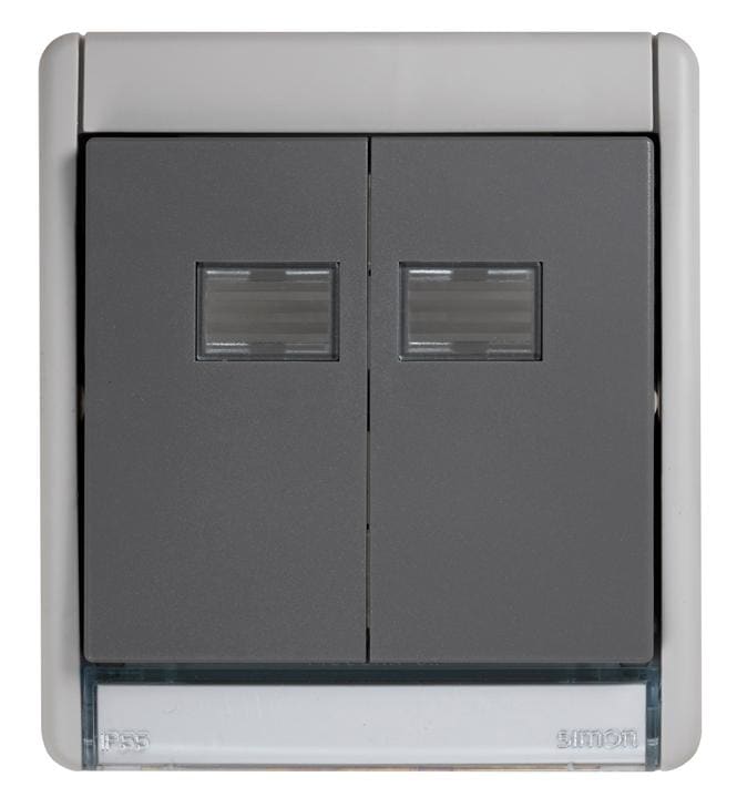SIMON - Doble conmutador SIMON AQUA 10AX IP55