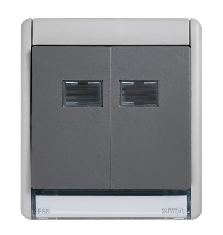 SIMON - Doble conmutador SIMON AQUA 10AX luminoso IP55
