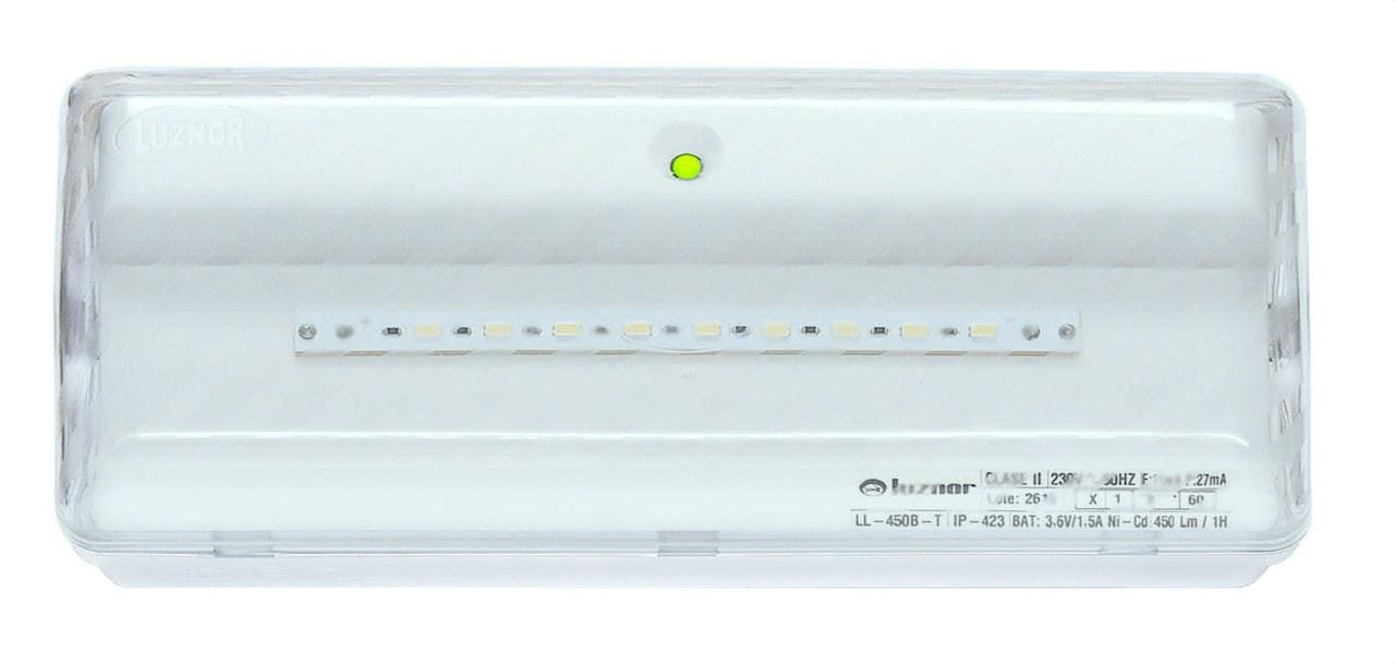 LUZNOR - Luminaria emergencia L LED sin permanente 250lm 2h difusor transparente