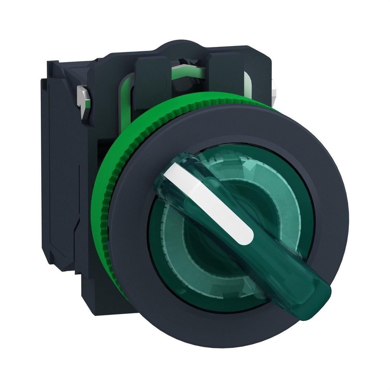Schneider Electric - Selector luminoso XB5 montaje enrasado XB5 verde 2 posiciones fijas 230VAC