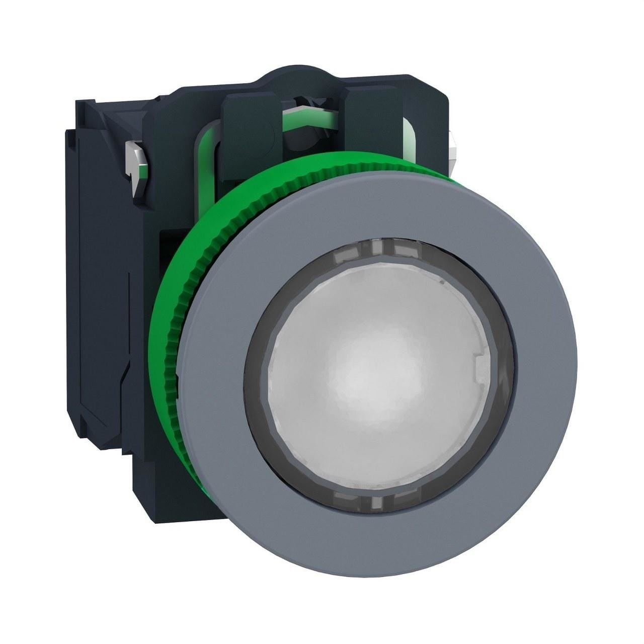 Schneider Electric - Pulsador luminoso XB5 montaje enrasado blanco LED 24V AC 1 NA+1 NC