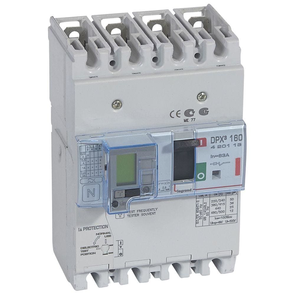 LEGRAND - Automático MCCB DPX³ 160 - magnetotérmico diferencial -- 4P - Icu 36 kA (400 V~) - In 63A