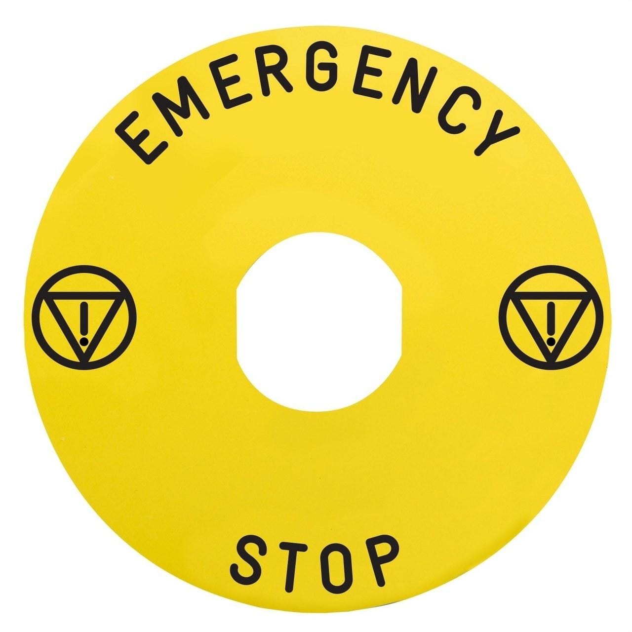 Schneider Electric - Etiqueta circular 60mm 'EMERGENCY STOP' ZBY9142