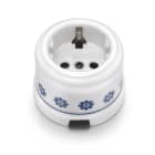 FONTINI - Base enchufe 2P toma tierra lateral 16A 250V carcasa porcelana Decor azul / plata (Pack)