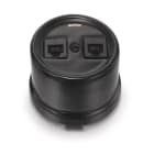 FONTINI - Doble toma RJ45 GARBY categoría 6 porcelana negro (Pack)