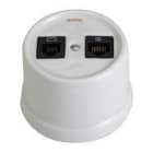 FONTINI - Conjunto tomas teléfono GARBY 6 vías / RJ45 categoría 6 porcelana blanco