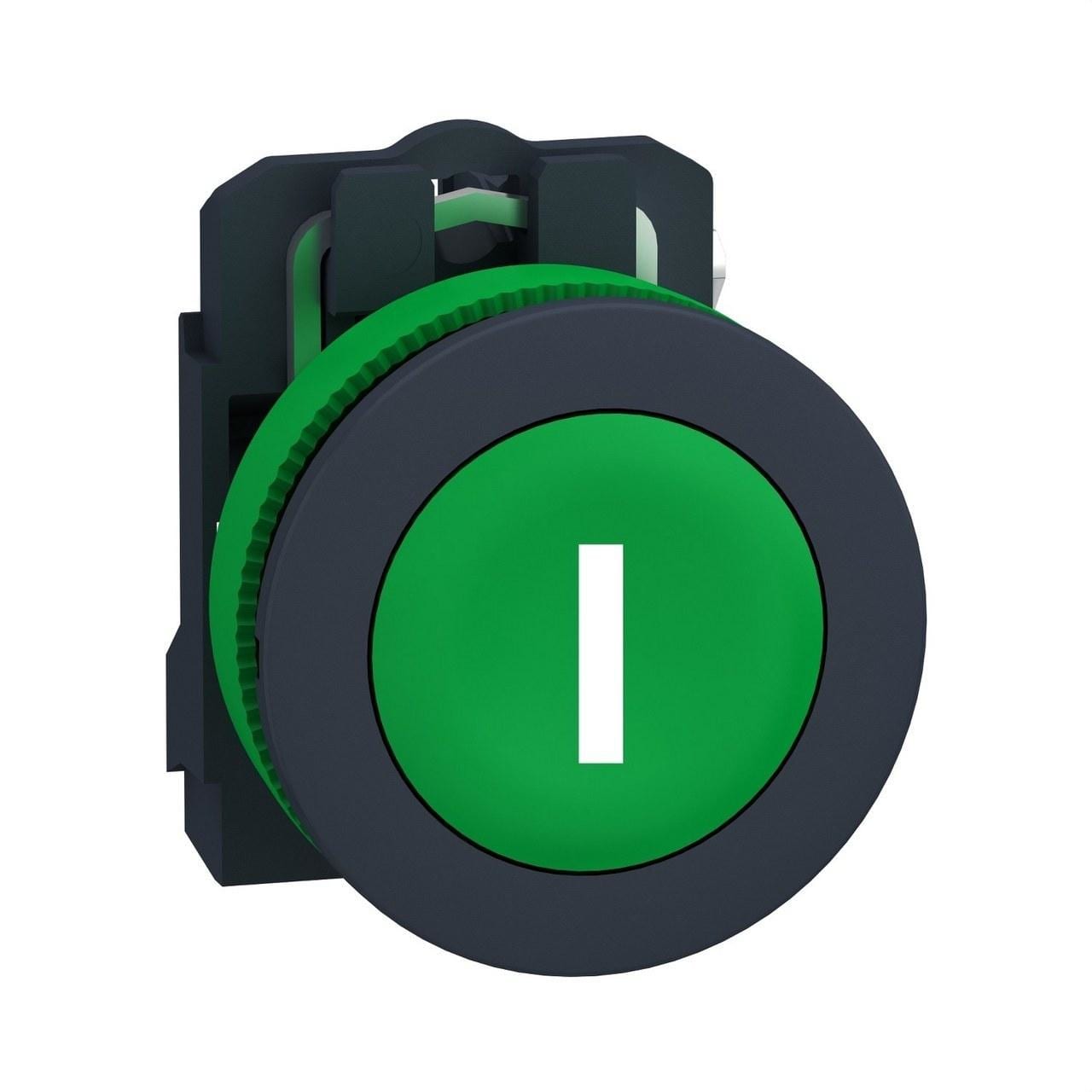Schneider Electric - Pulsador XB5 montaje enrasado verde 1 NA con marcaje "I"