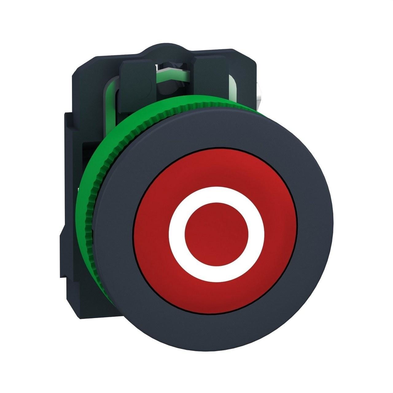 Schneider Electric - Pulsador XB5 montaje enrasado XB5 rojo 1 NC con marcaje "O" negro