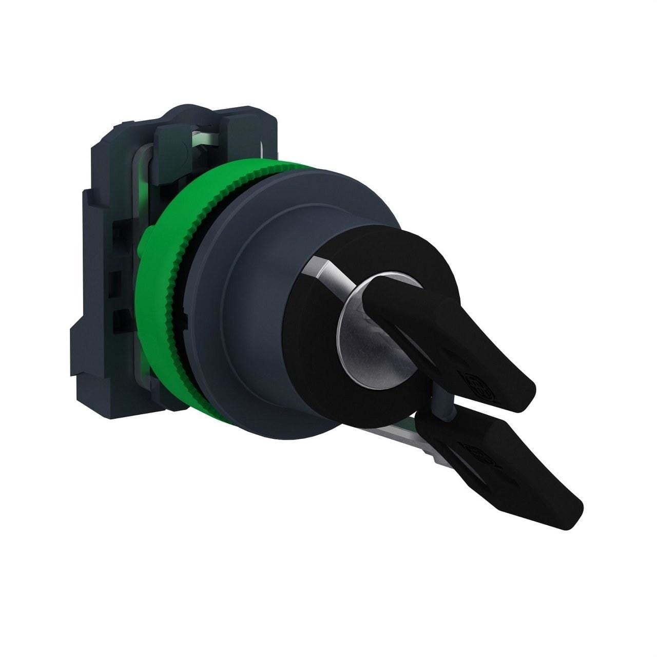 Schneider Electric - Selector XB5 montaje enrasado llave 455 2 posiciones fijas 1 NA retorno de izquierda a derecha negro