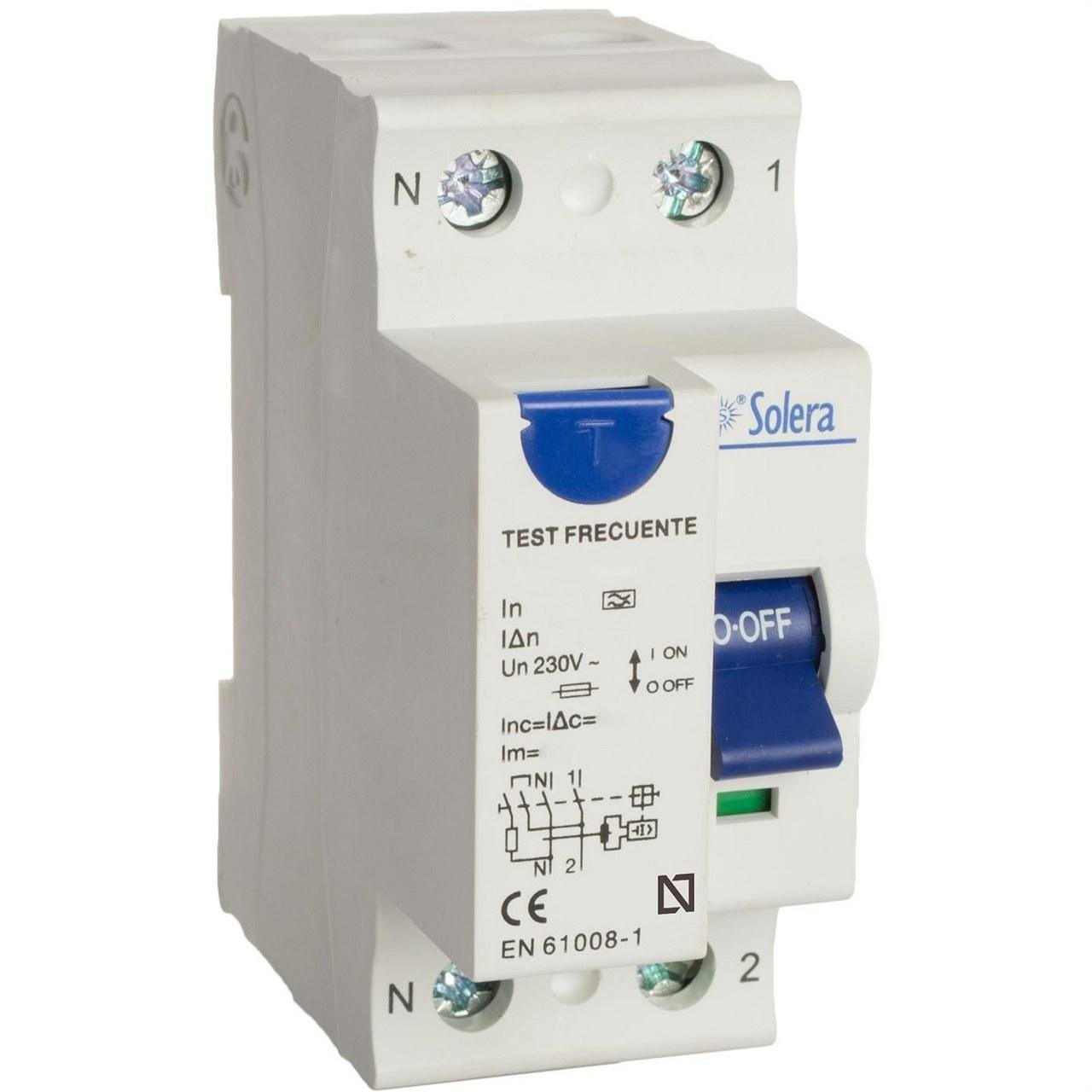 SOLERA - Diferencial superinmunizado 2P 40A sensiblidad 30mA 2 módulos sectores residencial y terciario 6kA 240/415V AC (50-60Hz) curva C clase A