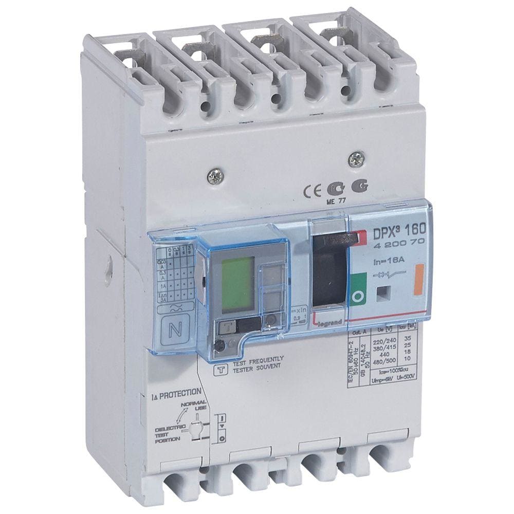 LEGRAND - Automático MCCB DPX³ 160 - magnetotérmico diferencial -- 4P - Icu 25 kA (400 V~) - In 16A