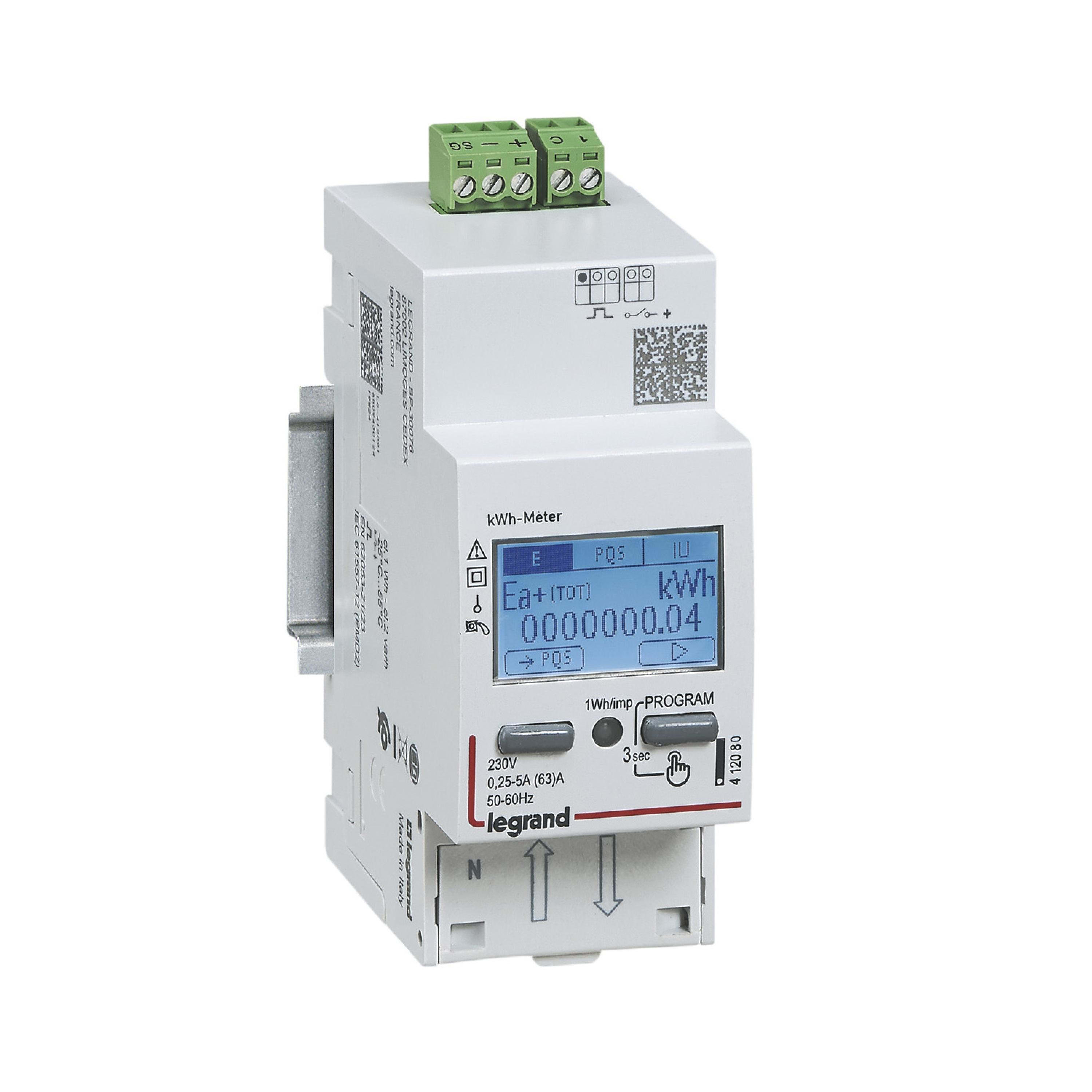 LEGRAND - Contador de energía monofásico EMDX³ - no MID - conexión directa 63A - 2 módulos