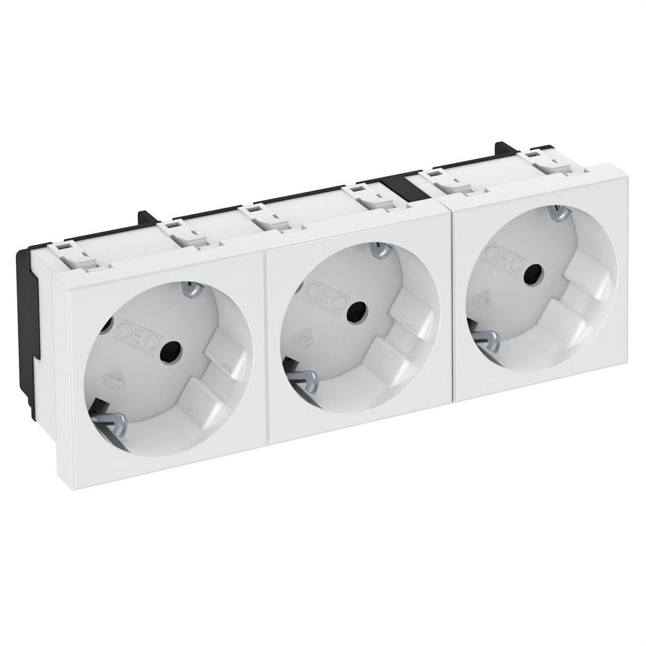 OBO BETTERMANN - Toma eléctrica triple 33° conexión a tierra STD-D3S RW3