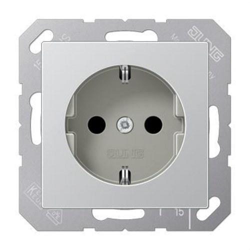 JUNG - Base enchufe Schuko® automático protección niños aluminio